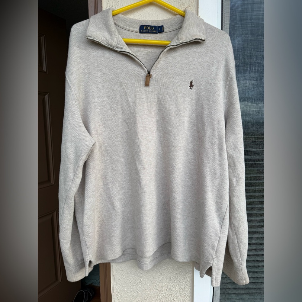 Polo by Ralph Lauren Men's Light Gray Zip-Up Sweater